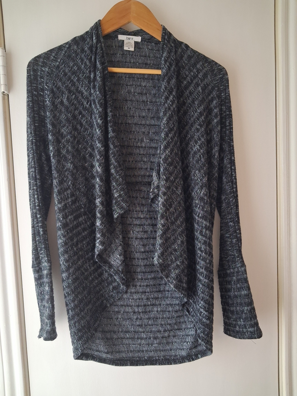 bobeau Charcoal Heather Open-Front Draped Cardigan - Picture 3 of 3